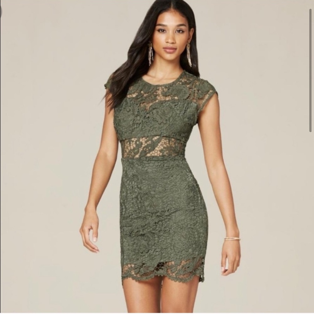 Olive green lace Bebe dress